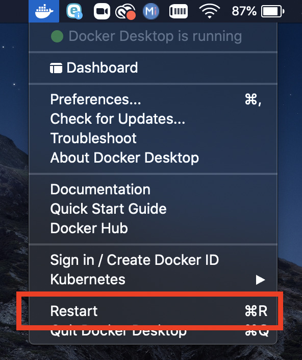 Docker for Macの再起動
